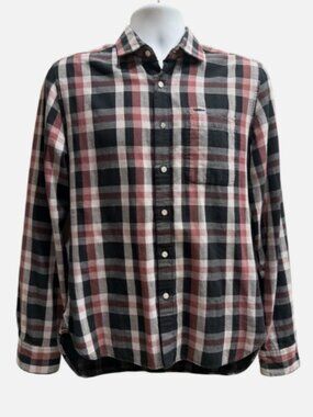 Shipley & Halmos Flannel NYC  Mens Brown Black Striped Button Up Fall Winter